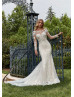 Boat Neck Beaded Ivory Lace Tulle V Back Gorgeous Wedding Dress